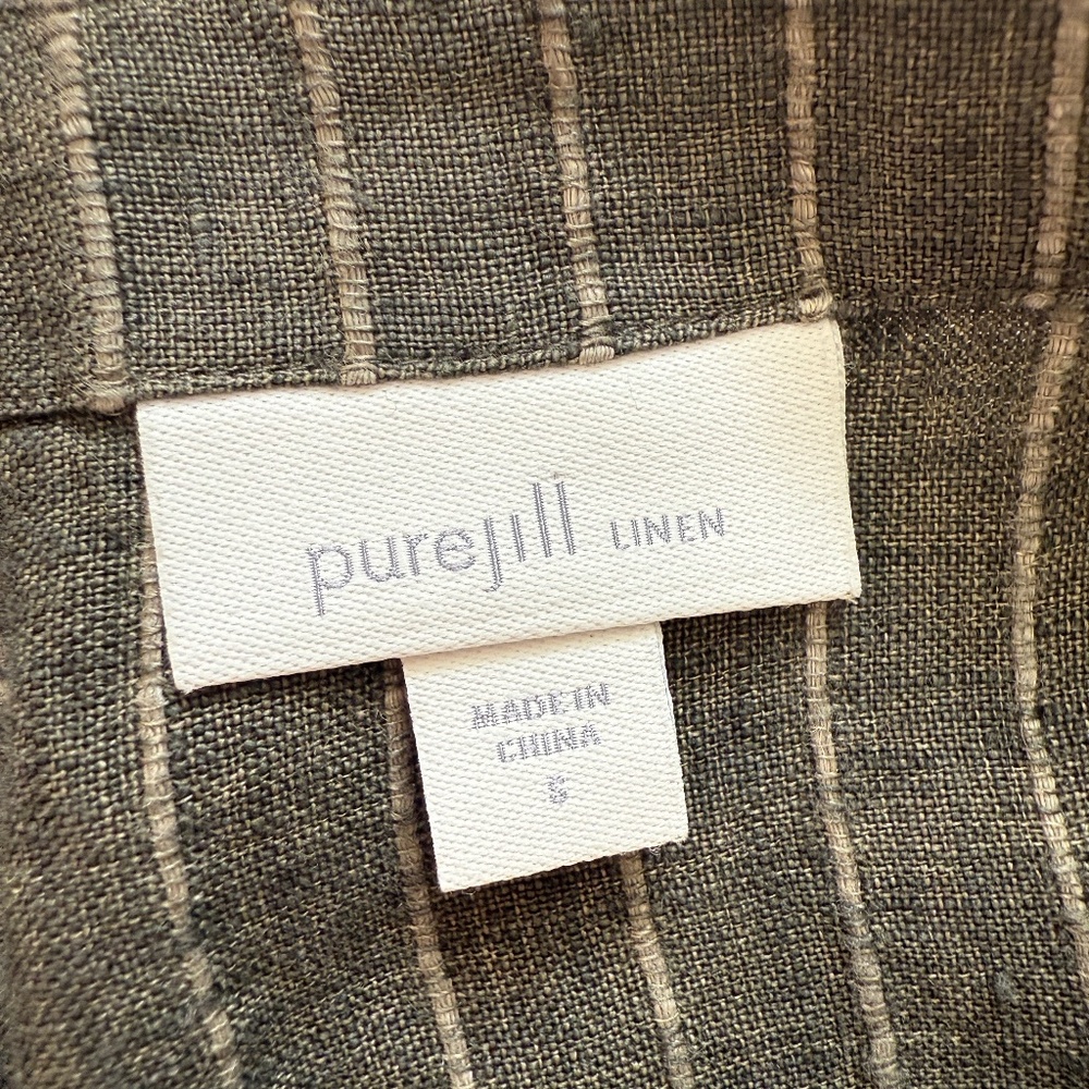 J Jill - Purejill 100% Linen Sage Green Striped Tunic top Size Small - Picture 11 of 13